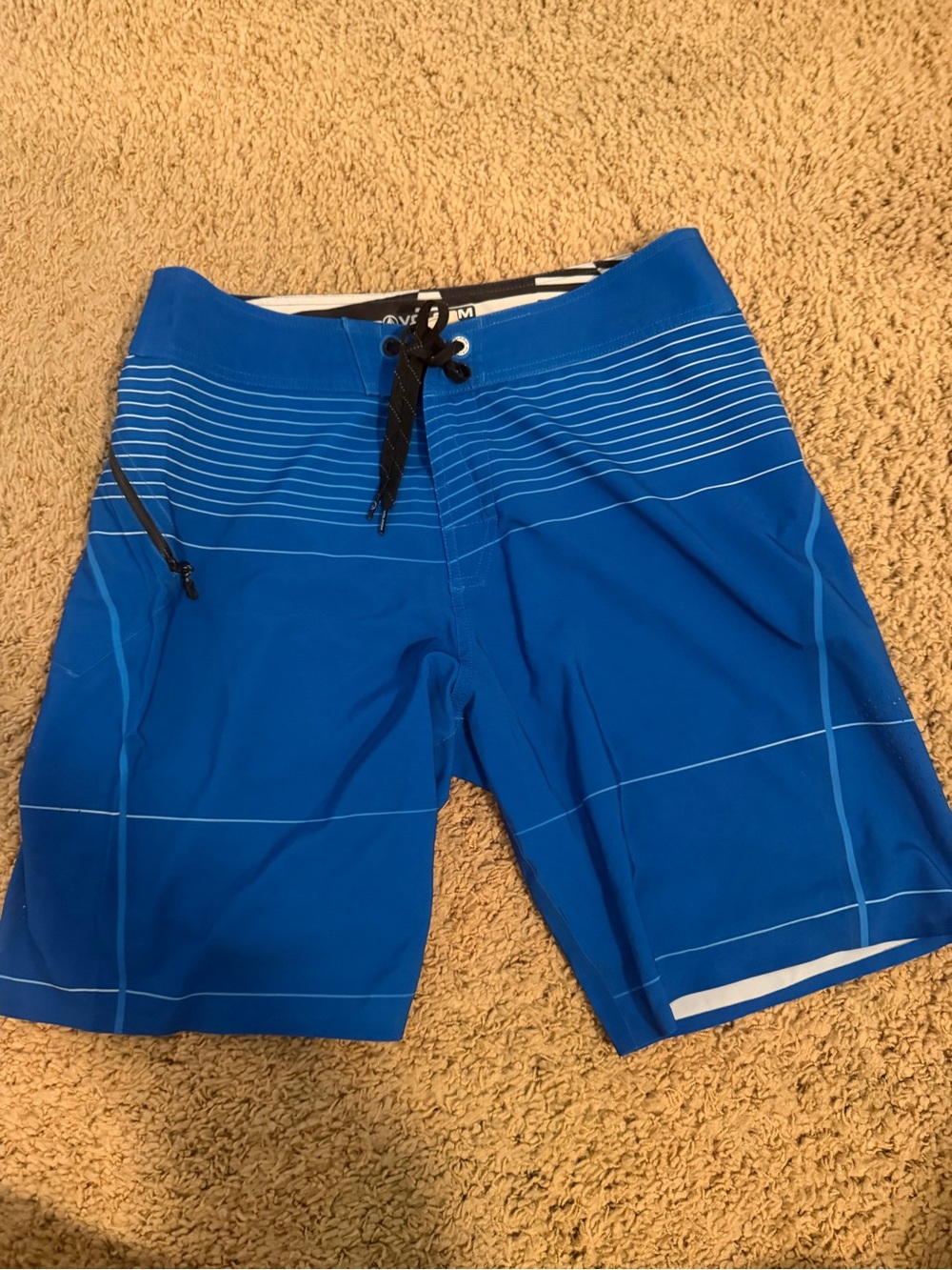Volcom Blue Men's Board Shorts with Subtle Stripe